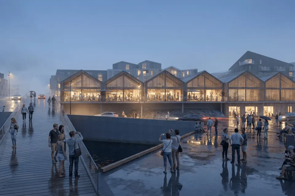 Hugmyndamynd af veitingahúsum við bryggju
